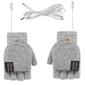 Women's And Men USB Heating Gloves Knitted Hand Half Heated Fingerless + Clamshell Heating Heater With Buttons Washable Design Gloves Winter Hand