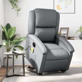 Electric Stand up Massage Recliner Chair Gray Faux Leather