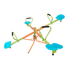 XSS004 outdoor playground four seats seesaw for kids 360 degree rotating sturdy plastic seat seesaw for kids seesaw blue and green for kids age 3