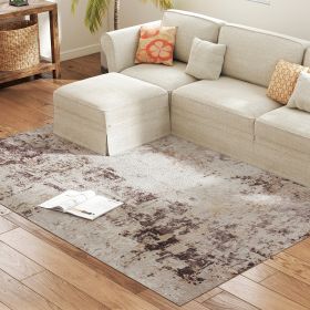Achine Washable Area Rug 5x7, Non-Slip Modern Abstract Floor Carpet For Living Room, Bedroom, Dining Room, Mixed-Brown (Option: Brown)