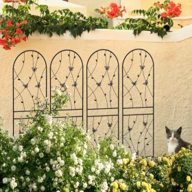 4 Pack Metal Garden Trellis 71" X 19.7" Rustproof Trellis For Climbing Plants Outdoor Flower Support Butterfly Deco Black (Option: Black)