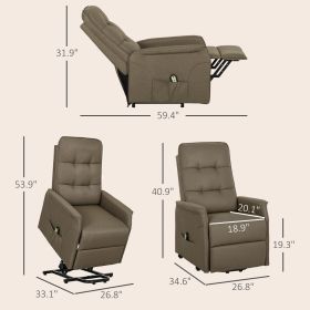 Power Lift Chair For Elderly, Fabric Recliner Sofa With Remote Control, Side Pockets, Quick Assembly, Brown (Option: Brown)