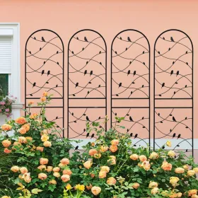 4 Pack Metal Garden Trellis 71" X 19.7" Rustproof Trellis For Climbing Plants Outdoor Flower Support Bird Deco Black (Option: Black)