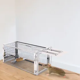 Single Door Rat Trap Cage Humane Rodent Trap Mouse Trap Indoor Outdoor For Small Rodents Mice Voles Hamsters (Option: Silver)