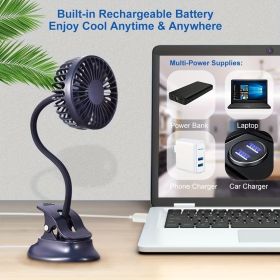 Portable Clip-on Push-pull Fan 3 Speed Setting Flexible Bendable USB Rechargeable Operation Silent Desktop Fan Desktop Mini Small Fan (Color: Pink)