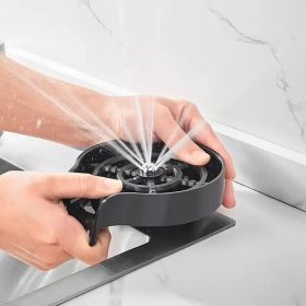 "2-in-1 Kitchen Sink Cup Washer & Sprayer - High Pressure Auto Flush Faucet Attachment" (Color: Black)